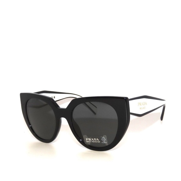 Prada 14WS 14 09Q5S0 Black Talc Dark Gray Sunglasses